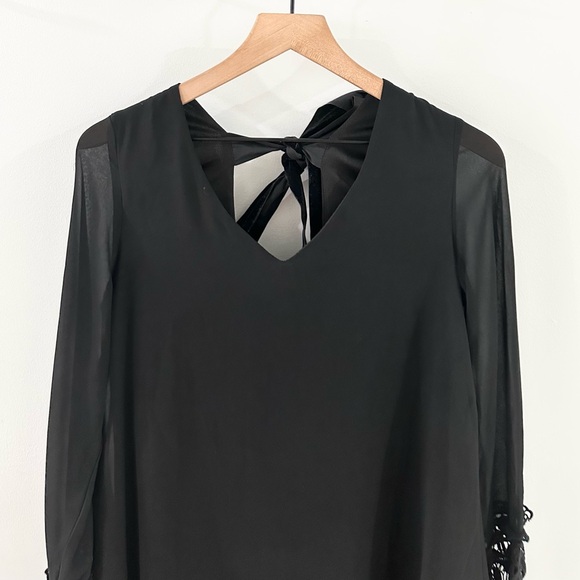 Umgee Long Sleeve Crochet Trim Dress Black Size Small - Picture 2 of 5